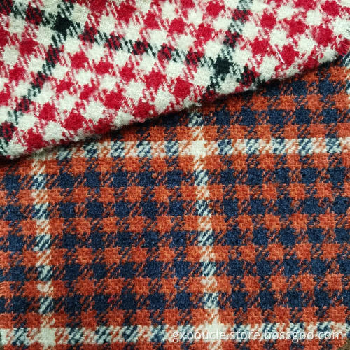 Boucle mode tartan design med öglor garn tyg